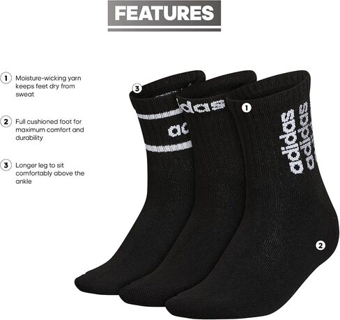 adidas Women's Sport Linear High Quarter Socks (3-Pair) in Saudi Arabia