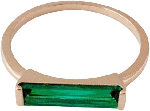 HONEYCAT Lorena Long Emerald Green Crystal Baguette Ring in Gold, Rose Gold, or Silver | Minimalist, Delicate Jewelry in Saudi Arabia