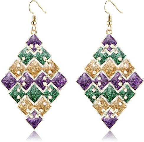 Mardi Gras Earrings for Women Glitter Mask Carnival Drop Earrings Wine Bottle Fleur De Lis Dangle Earrings Carnival Holiday Jewelry Gifts in Kuwait