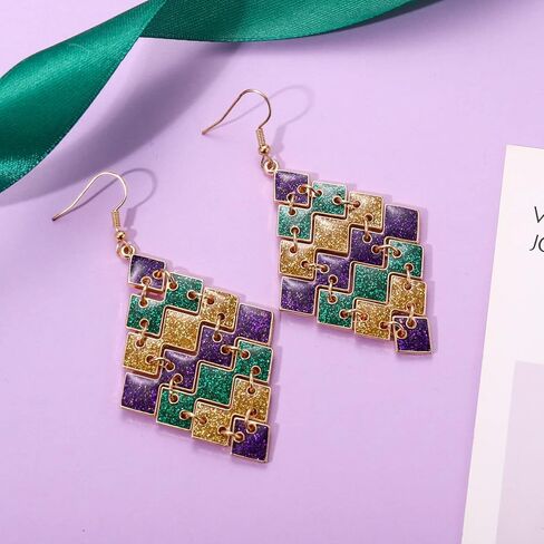 Mardi Gras Earrings for Women Glitter Mask Carnival Drop Earrings Wine Bottle Fleur De Lis Dangle Earrings Carnival Holiday Jewelry Gifts in Kuwait