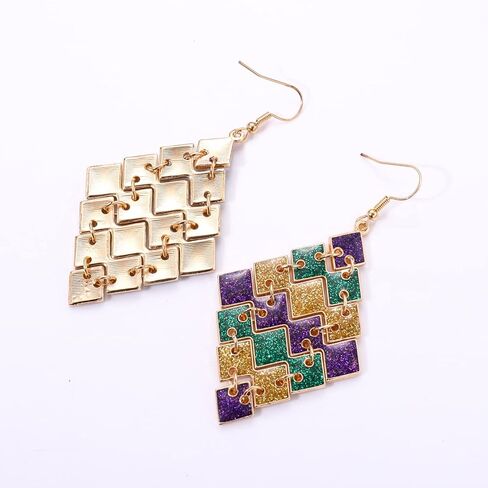Mardi Gras Earrings for Women Glitter Mask Carnival Drop Earrings Wine Bottle Fleur De Lis Dangle Earrings Carnival Holiday Jewelry Gifts in Kuwait
