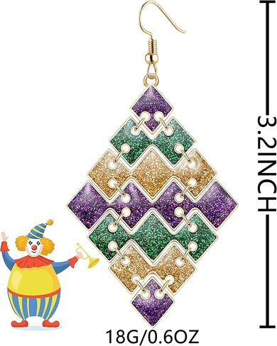 Mardi Gras Earrings for Women Glitter Mask Carnival Drop Earrings Wine Bottle Fleur De Lis Dangle Earrings Carnival Holiday Jewelry Gifts in Kuwait