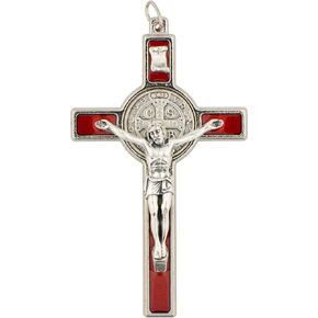 3" Saint Benedict Medal Crucifix Pendant | Patron Saint of Students and Europe | Perfect Addition to a Necklace or Rosary | Great Catholic Gift | Made in Italy