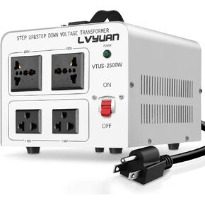 LVYUAN Heavy Duty 3000W Watt Voltage Transformer Converter Step Up/Down Converter 110/120 Volt - 220/240 Volt with 3 US,2 European,1 Universal Outlets and CE Certified,Circuit Break Protection