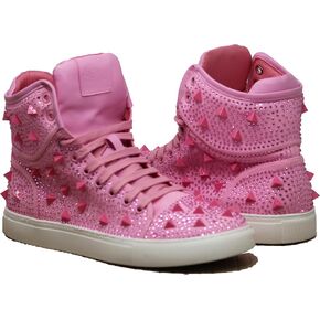 Enzo Romeo Men's High Top Crystal Shimmer Rhinestone Blink Flat Spike Fashion Sneakers Shoes BUL2 in Kuwait