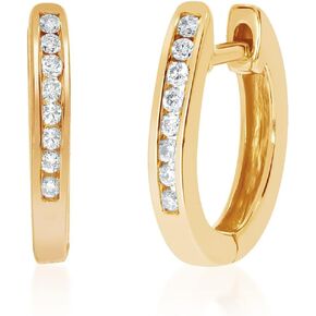 أقراط لا جويا 1/4 قيراط TW مصنوعة في مختبر مرصعة بالألماس | أقراط دائرية من الفضة الإسترليني عيار 925 ومطلية بالذهب والماس صغيرة للنساء in Kuwait