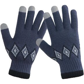 LETHMIK Winter Touchscreen Knit Gloves Mens Thick Texting Gloves with Warm Wool Lining in Kuwait