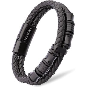 Mens Leather Bracelet | Stylish Braided Wristband with Magnetic Clasp | Unique Gifts for Men, Dad, and Boyfriend | Casual Stainless Steel Jewelry | Pulseras para Hombres