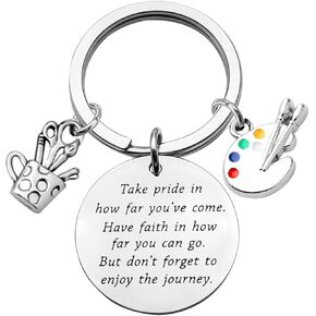 Artist Paint Palette Keychain Artist Inspiration Gift Art Student Grauduation Gift Painter Gifts Paint Brush Keychain Art Palette Charm Take Pride in How Far You Have Come (silver) in Saudi Arabia