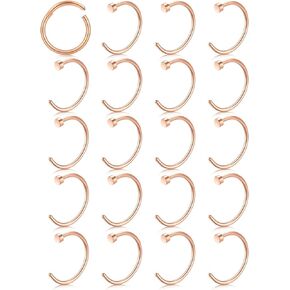حلقات الأنف من AVYRING، حلقة مفصلية على شكل C للنساء والفتيات والرجال، حلقات ثقب الأنف، حلقة الأنف، فولاذ جراحي، فضي، ذهبي، أسود، 18 جرام 20 جرام
