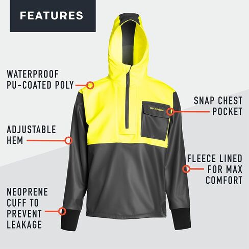 Grundéns Neptune Thermo Anorak Jacket | Durable Waterproof Protection Jacket with Warm Fleece Backer for Fishing Rain Gear in Saudi Arabia
