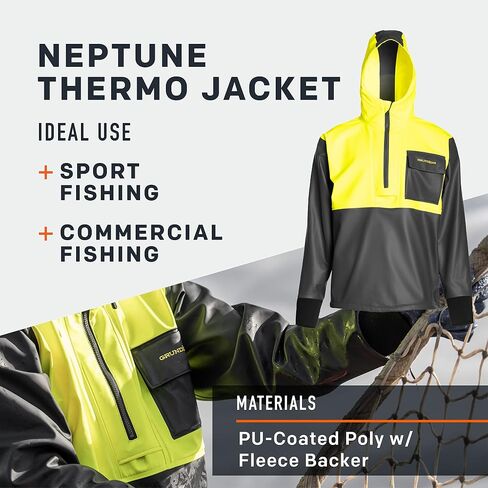 Grundéns Neptune Thermo Anorak Jacket | Durable Waterproof Protection Jacket with Warm Fleece Backer for Fishing Rain Gear in Saudi Arabia
