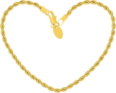 LIFETIME JEWELRY 3mm Rope Chain Bracelet 24k Real Gold Plated for Women and Men 7" 8" and 9" in Saudi Arabia