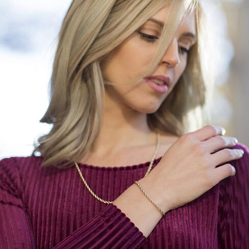 LIFETIME JEWELRY 3mm Rope Chain Bracelet 24k Real Gold Plated for Women and Men 7" 8" and 9" in Saudi Arabia