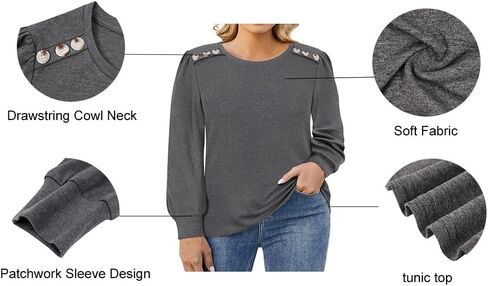 RITERA Plus Size Long Sleeve Tunic Tops for Women Henley V Neck T-Shirt V Neck Casual Blouses Fall Winter Halloween Christmas in Saudi Arabia