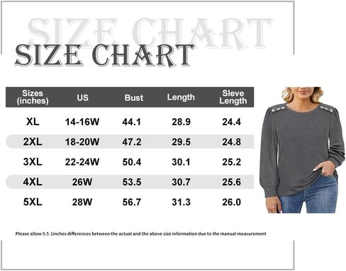 RITERA Plus Size Long Sleeve Tunic Tops for Women Henley V Neck T-Shirt V Neck Casual Blouses Fall Winter Halloween Christmas in Saudi Arabia