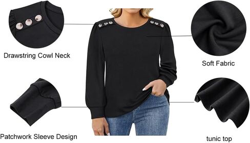 RITERA Plus Size Long Sleeve Tunic Tops for Women Henley V Neck T-Shirt V Neck Casual Blouses Fall Winter Halloween Christmas in Saudi Arabia