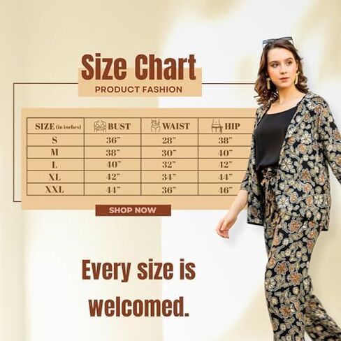 طقم من القطن برقبة دائرية مطبوعة كاجوال للنساء من FASHION DWAR، بطانة داخلية سوداء، بنطال وستره مطبوعة - متعدد الألوان in Kuwait