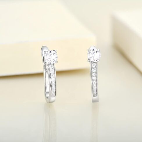 YL Hoop Earrings 925 Sterling Silver U Shaped Halo Huggie Earrings 18K White Gold Plated Birthstones Jewelry for Women in Saudi Arabia