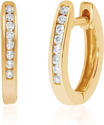 أقراط لا جويا 1/4 قيراط TW مصنوعة في مختبر مرصعة بالألماس | أقراط دائرية من الفضة الإسترليني عيار 925 ومطلية بالذهب والماس صغيرة للنساء in Kuwait