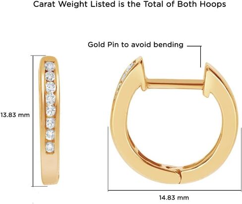 أقراط لا جويا 1/4 قيراط TW مصنوعة في مختبر مرصعة بالألماس | أقراط دائرية من الفضة الإسترليني عيار 925 ومطلية بالذهب والماس صغيرة للنساء in Kuwait