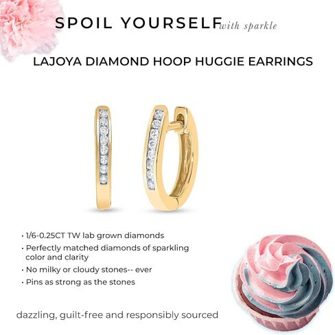 أقراط لا جويا 1/4 قيراط TW مصنوعة في مختبر مرصعة بالألماس | أقراط دائرية من الفضة الإسترليني عيار 925 ومطلية بالذهب والماس صغيرة للنساء in Kuwait