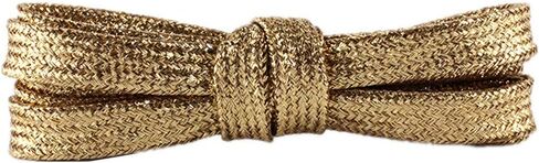 Ximkee 2 Pairs Shiny Gold Shoelaces Metallic Glitter Flat Shoelaces Bootlaces for Canvas Sneaker Athletic 43inch in Kuwait