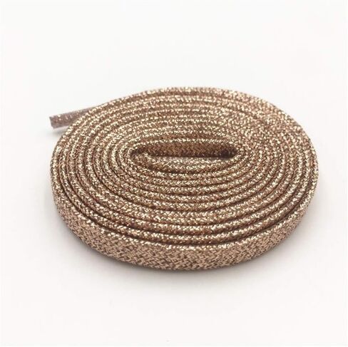 Ximkee 2 Pairs Shiny Gold Shoelaces Metallic Glitter Flat Shoelaces Bootlaces for Canvas Sneaker Athletic 43inch in Kuwait