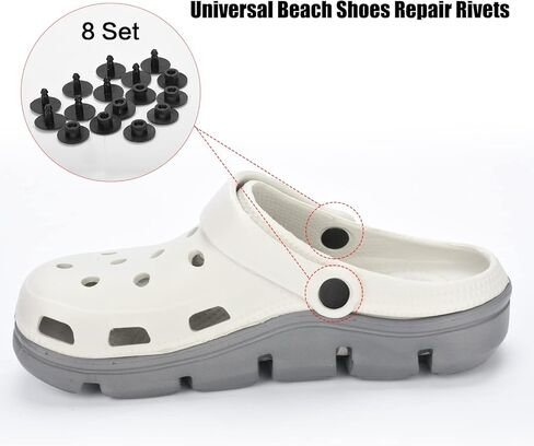 مسامير إصلاح أحذية الشاطئ العالمية، 8 مجموعات استبدال زر حزام للرجال والنساء أحذية الصيف (أسود) in Kuwait