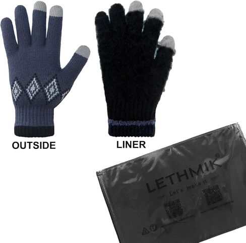 قفازات LETHMIK الشتوية التي تعمل باللمس للرجال قفازات سميكة للرسائل النصية مع بطانة من الصوف الدافئ in Kuwait