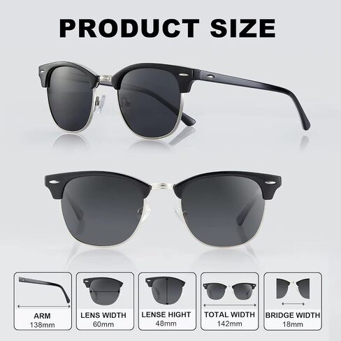 AOMASTE Sunglasses Men/Mens Polarized Sunglasses for Men Women,Classic Semi-Rimless Sun Glasses in Saudi Arabia