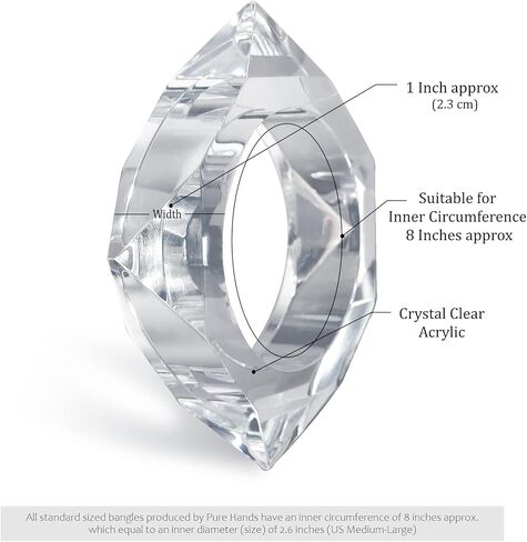 Pure Hands Lightweight, Geometric | Lucite Bangle Bracelets| Birthday Gift for Women (2.6 Inches) in Kuwait