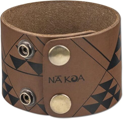 NA KOA Leather Cuff Wristband with Polynesian Tribal Tattoo - Adjustable Wrist Size Looks Great on Men and Women in Saudi Arabia