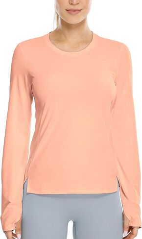 icyzone Women's Long Sleeve Workout Shirts, Athletic Crewneck Yoga Tops, Quick Dry Running T-Shirt with Thumb Holes in Saudi Arabia