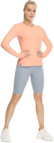 icyzone Women's Long Sleeve Workout Shirts, Athletic Crewneck Yoga Tops, Quick Dry Running T-Shirt with Thumb Holes in Saudi Arabia