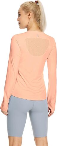 icyzone Women's Long Sleeve Workout Shirts, Athletic Crewneck Yoga Tops, Quick Dry Running T-Shirt with Thumb Holes in Saudi Arabia