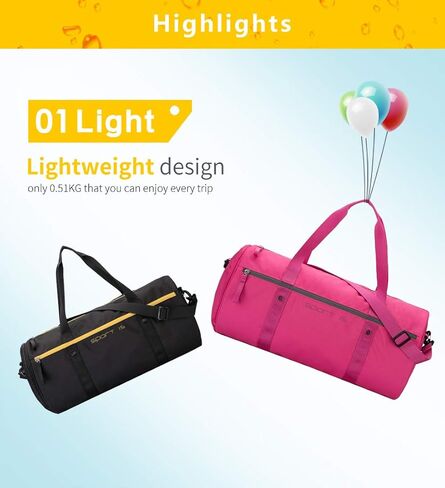 حقيبة رياضية للرجال مع حجرة للأحذية وجيب مبلل، حقيبة سفر من القماش الخشن لعطلات نهاية الأسبوع طوال الليل، حقيبة حمل على حقيبة ظهر من القماش الخشن للرجال للسفر، باللون الأسود in Kuwait