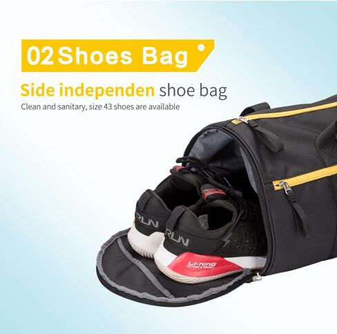 حقيبة رياضية للرجال مع حجرة للأحذية وجيب مبلل، حقيبة سفر من القماش الخشن لعطلات نهاية الأسبوع طوال الليل، حقيبة حمل على حقيبة ظهر من القماش الخشن للرجال للسفر، باللون الأسود in Kuwait