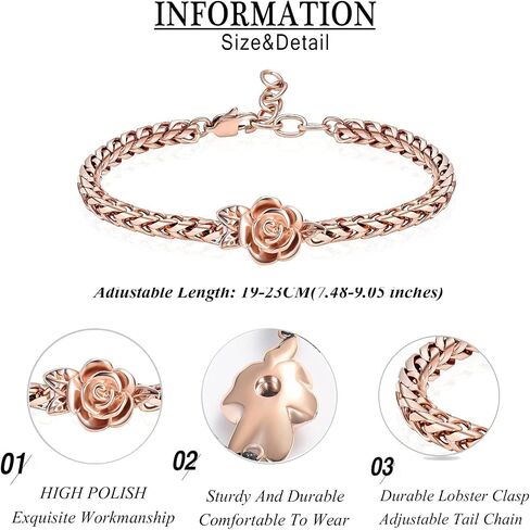 zeqingjw Cremation Jewelry Rose Flower Urn Bracelet for Ashes for Women Adjustable Keepsake Memorial Bracelet Urn Bangle Ashes Holder in Kuwait