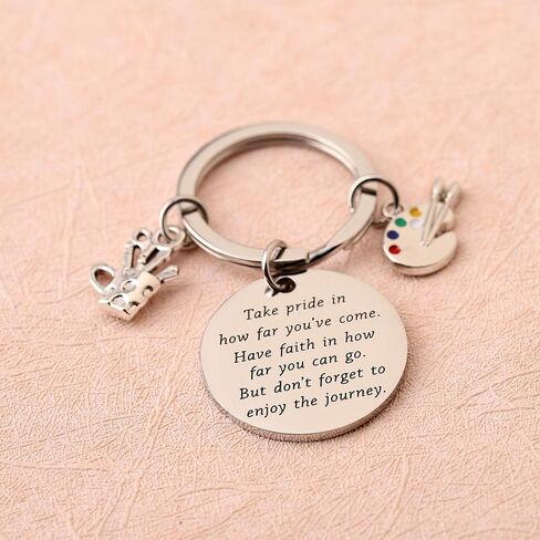 Artist Paint Palette Keychain Artist Inspiration Gift Art Student Grauduation Gift Painter Gifts Paint Brush Keychain Art Palette Charm Take Pride in How Far You Have Come (silver) in Saudi Arabia