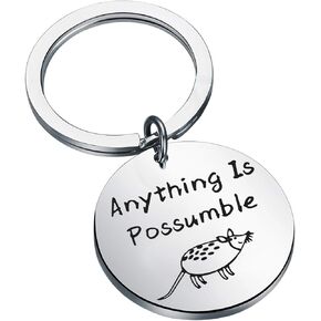 AKTAP Funny Possum Opossum Keychain Opossum Lover Jewelry Anything Is Possumble Animal Gift for Family Friend