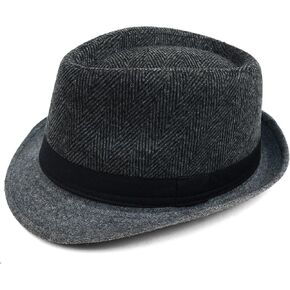 WESTEND Men's Fall Winter Trilby Plaid Woven Herringbone Suede Fedora in Saudi Arabia