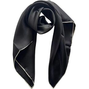 100% Mulberry Silk Scarf 35" square bandanas head scarf large neck scarf solid black neckerchief for women men hair wrap for sleepling hijab gift with box… in Saudi Arabia