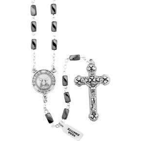 St. Michael Hematite Military Rosaries | Army, Navy, Air Force and Marines | Crucifix Cross Necklace | A Great Gift for Military Personnel | Christian Military Gifts (Navy) in Saudi Arabia