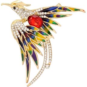 Colorful Crystal Rhinestone Phoenix Brooch,Handmade Enamel Lapel Brooch Pins Cute Phoenix Bird Animal Brooch Premium Badge Costume Hat Bag Decoration Accessories for Women Girls