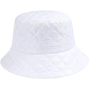 Nanwansu Down Plaid Women Bucket Hat Cotton Fisherman Hat for Men Winter