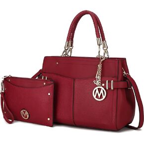 Mia K Collection Crossbody Bag for Women’s Handbag: PU Leather Top-Handle Satchel, Wristlet Wallet Purse Set