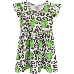 JONGOS Girl's St Patrick's Day Dress - Green Shamrock Dress for Toddler and Little Girls