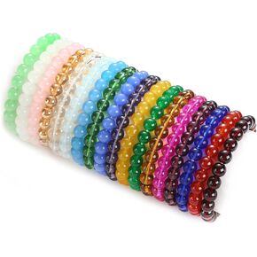 Jewdreamer 18 قطعة 8 مم مطرز سوار قابل للتمدد سوار زجاجي مصنوع يدويًا للنساء والرجال متعدد الألوان كريستال خرز دائري سوار مطاط الخرز أساور مجوهرات in Kuwait