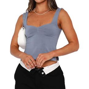 KIGRAD Women’s Y2K Strappy Sweetheart Skinny Crop Tank Top Sleeveless Backless Pleated Bustier Slits Vest Cami 2023